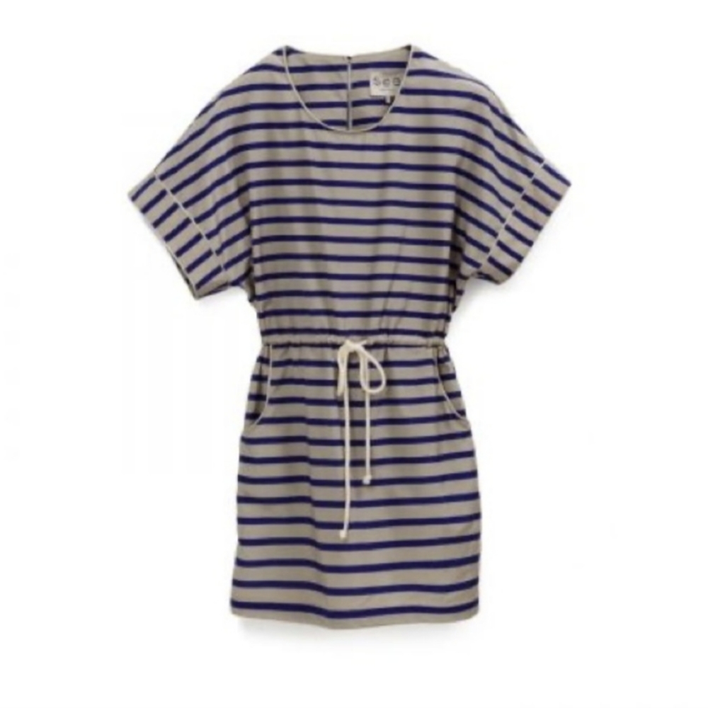 Sea Silk Nautical Drawstring Caftan Drawcord Dress XS - Sea New York